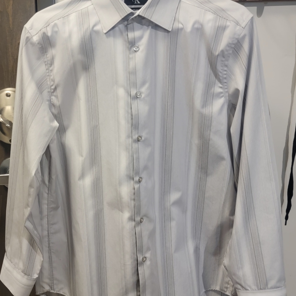 Calvin Klien Dress Shirt L 16 32/33  Slim Fit Shady Nation